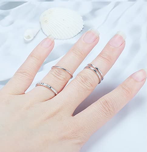 PATISORNA 925 Sterling Silver Open Toe Rings for Women Hypoallergenic Adjustable Cuff Toe Ring Set Minimalistic Toe Rings Foot Jewelry