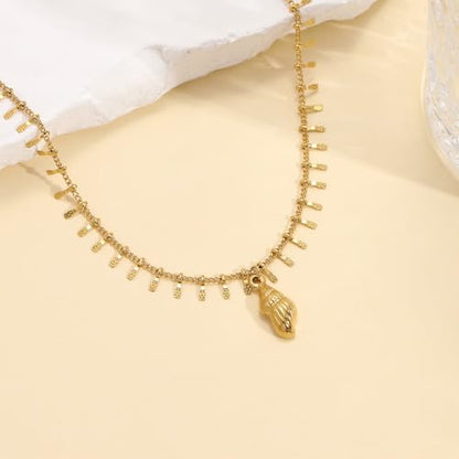 Lit Wall Gold Anklets for Women 18K Gold Plated Adjustable Summer Simple Foot Jewelry Ankle Bracelet for Women - style: Conch Shell