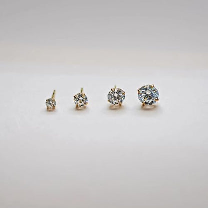 925 Sterling Silver Earrings, Cubic Zirconia Stud Earrings, Diamond Stud Earrings for Women - color: Gold-3mm,4mm,5mm,6mm,7mm