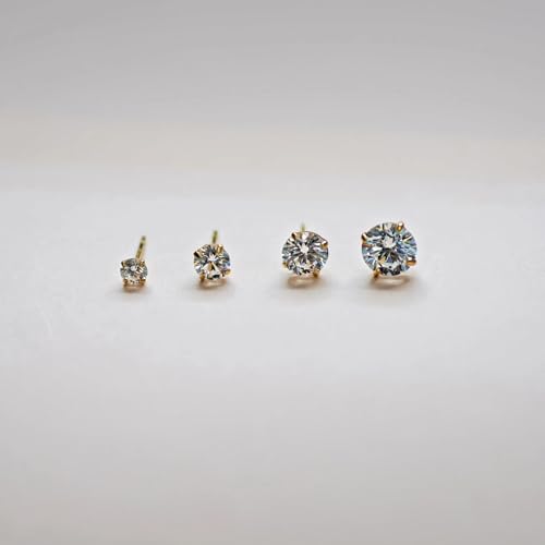 925 Sterling Silver Earrings, Cubic Zirconia Stud Earrings, Diamond Stud Earrings for Women - color: Gold-3mm,4mm,5mm,6mm,7mm
