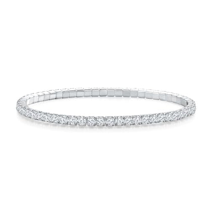 DAYBYDAY 3mm Stretch Tennis Bracelets for Women, 925 Sterling Silve Birthstone Bracelet, Dainty Adjustable Stackable Gemstone Cubic Zirconia Bracelet, Length 7.25-8 Inch