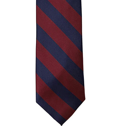 tiemart Men's Striped Tie Standard Length - color: Maroon and Navy