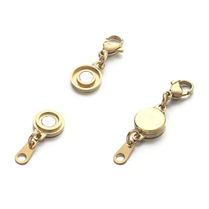 Zpsolution Stainless Steel Magnetic Clasps for Jewelry, 18K Gold Plated | Easy to Use, Strong Magnet, Magnetic Bracelet Clasps, Necklace Magnetic Clasp, Extender - color: Gold