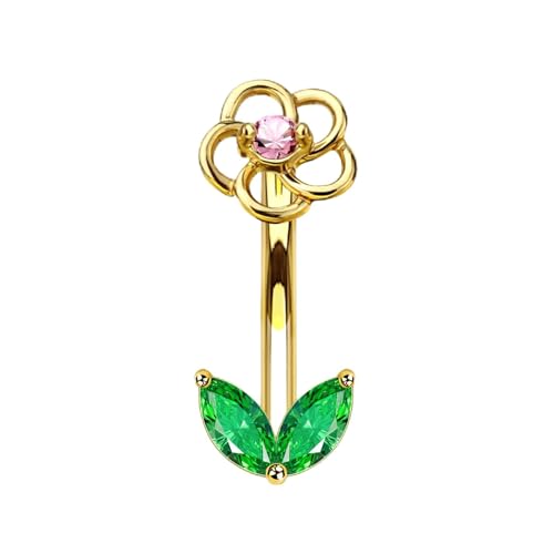 Flower Eyebrow Rings Piercing Jewelry, 16G Internally Threaded Rook Piercing Jewelry, 316L Stainless Steel Lip Labret Barbells 8mm - color: Gold-8mm