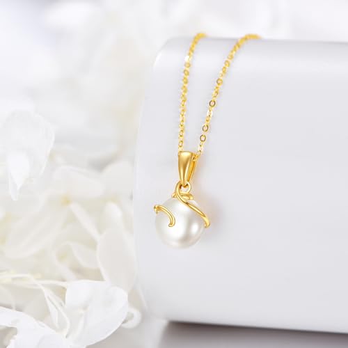 KECHO 14k Gold Pearl Necklace for Women, Freshwater Pearl Pendant Jewelry Wedding Anniversary Birthday Gifts for Her - style: E-Pearl Necklace