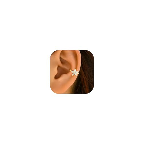 Flower Ear Cuff Set for Women Non Piercing Cartilage Earrings Clip On Wrap Cuffs Stackable Jewelry Gifts - color: A1: gold flower ear cuff