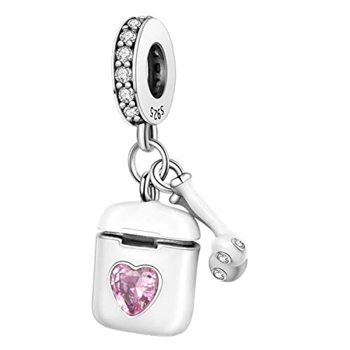 MULA 925 Sterling Silver Charms for Bracelets and Necklace Family Pendants | Airplane Travel Dangle Beads Family Tree Jewelry Charms for Women - color: A-Wireless Earbuds Charm