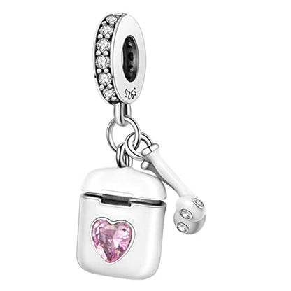 MULA 925 Sterling Silver Charms for Bracelets and Necklace Family Pendants | Airplane Travel Dangle Beads Family Tree Jewelry Charms for Women - color: A-Wireless Earbuds Charm
