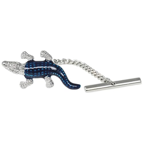 Men’s Tie Tack Tie Pin with Chain – Classic Lapel Pin Accessory for Dress Shirts, Suits & Formal Wear - style: Alligator