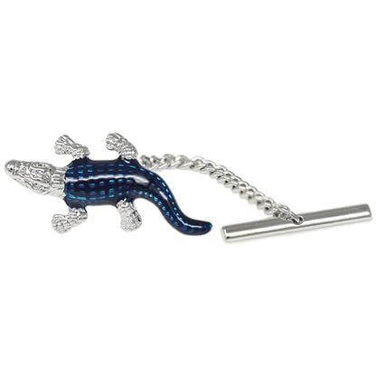 Men’s Tie Tack Tie Pin with Chain – Classic Lapel Pin Accessory for Dress Shirts, Suits & Formal Wear - style: Alligator