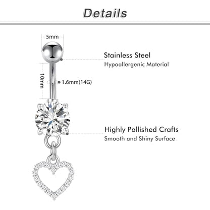 Briana Williams Belly Button Ring Belly Rings Belly Button Piercing Gold Belly Button Ring for Women Clicker Belly Ring Belly Piercing Stainless Steel 14g 10mm Blley Navel Rings Piercing Jewelry - color: E1 -5pcs, silver