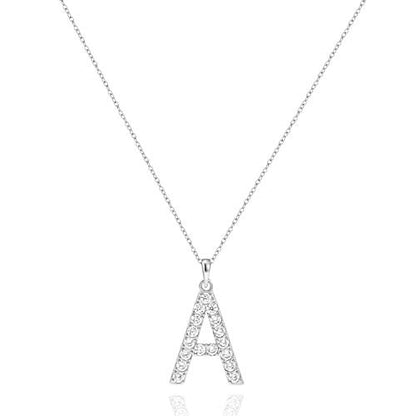 Tarsus Initial Cubic Zirconia Necklace for Women Teens | Jewelry Gifts for Women Adjustable Chain 18" + 2" - style: Silver-A-Diamond style