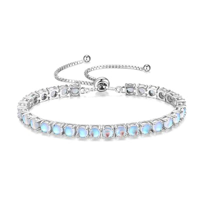 FANCIME Birthstone Bracelet Jewelry for Women Sterling Silver Tennis Bracelet Classic Bolo Adjustable Chain Fine Jewelry Anniversary Birthday Gifts for Women Mom Wife Her - color: 06-Moonstone