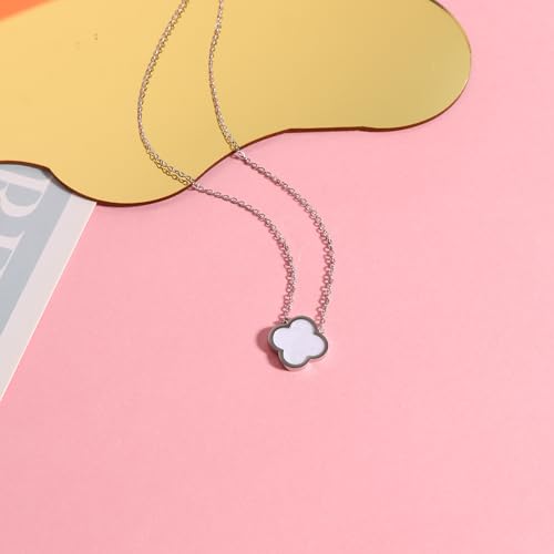 Delicacy Clover Bracelets Necklace Set:Clover Necklaces Clover Bracelet Women Link Bracelets Cute Gold Jewelry - color: Silver-White