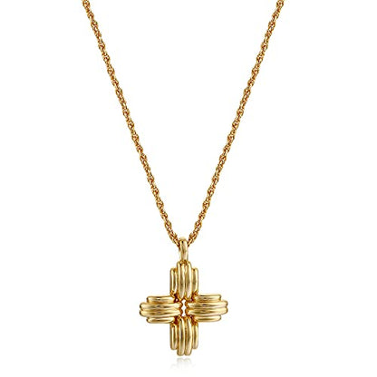 FRUMOS Dainty Layered Choker Necklace 18k gold Plated Y Pendant Commemorative coin Necklace Multilayer Bar Disc Necklace Adjustable Layering Choker Necklaces fashion jewelry for Women Girls - color: Large ridge cross Pendant