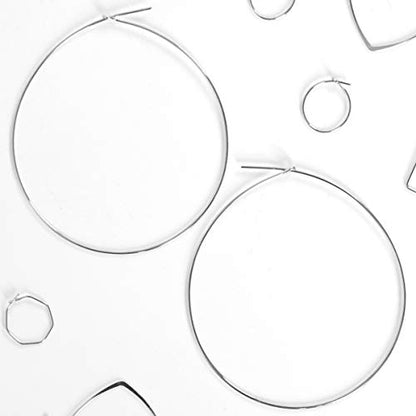 Thin Hoop Earrings for Women - Lightweight Wire Threader Loop Drop Dangles | Plated in 18K Gold or 925 Sterling Silver, Hypoallergenic and Safe for Sensitive Ears - color: 925 Silver Plated - 2.5" inch