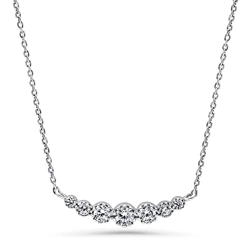 BERRICLE Sterling Silver CZ Cubic Zirconia Pendant Necklace for Women - Cluster, Graduated, Solitaire, Bar, Bubble, East-West Designs - style: Classic Cluster