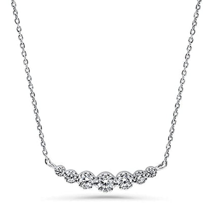 BERRICLE Sterling Silver CZ Cubic Zirconia Pendant Necklace for Women - Cluster, Graduated, Solitaire, Bar, Bubble, East-West Designs - style: Classic Cluster