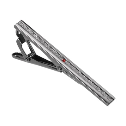 PATIKIL Tie Clip for Men, Rhinestones Necktie Bar Pinch Clips with Black Gift Box for Regular Ties Wedding Business Valentine's Day Father's Day Anniversary - color: Black Gray(Red)