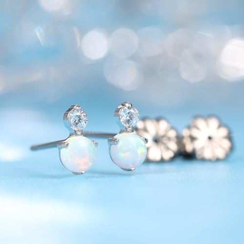 Limerencia G23 Pure Titanium Hypoallergenic Earrings | F136 Implant Grade Titanium Jewelry for Sensitive Ears - color: CZ + White Opal