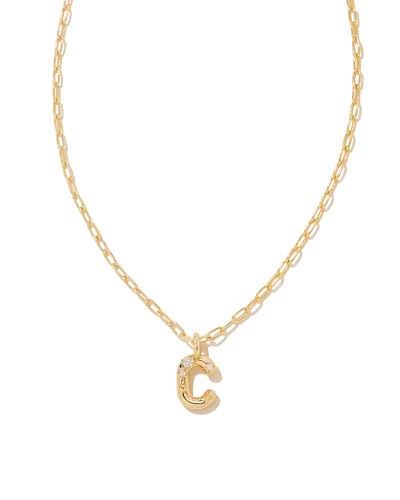 Kendra Scott Crystal Letter Short Pendant Necklace, Fashion Jewelry for Women - color: Letter C (GOLD-PLATED)