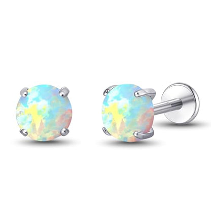 limerencia G23 Hypoallergenic 18g Flat Back Stud Earrings | F136 Implant Grade Titanium Pressfit Threadless Push Pop in Cartilage Helix Labret Lip Monroe Tragus Flat Back Piercing Studs - color: 2mm White Qpal sliver