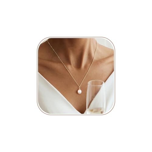 Gold Pearl Necklaces for Women - White Pearls Jewelry Gifts Wedding Bride Bridesmaid Jewelry - color: Gold-Single Pearl