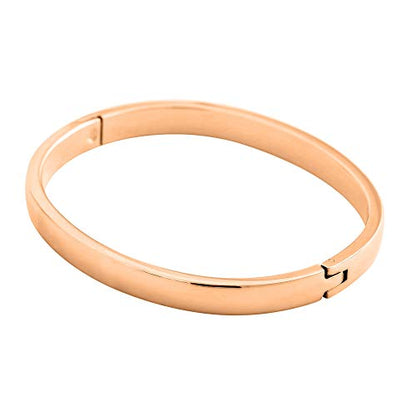 Women's Stackable Bangle Bracelet Hinged Oval-Shape - color: Rose Gold, size: Medium 6.75"Inches
