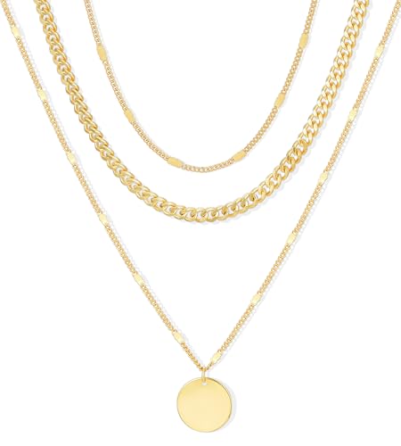 YEEZII Layered Gold Necklaces for Women Trendy, 3 Pcs 14K Gold Plated Choker Paperclip Box Chain Necklace, Stackable Women's Gold Pendant Necklaces Jewelry Set - color: Rose Gold-3 pcs
