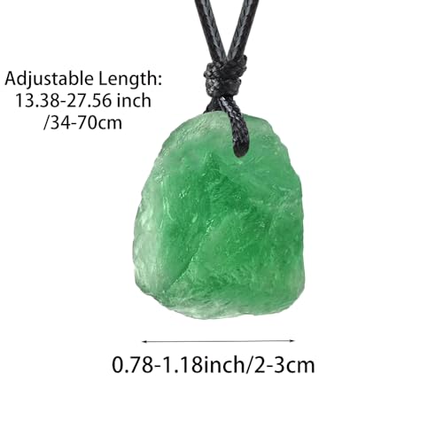 FANASY Natural Raw Crystal Necklace for Women Irregular Stone Necklaces Spiritual Gemstone Pendant with Adjustable Rope - color: Fluorite