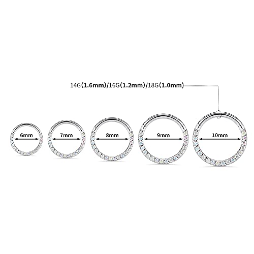 GAGABODY Septum Ring 16 Gauge Earrings Daith Jewelry Surgical Steel Hinged Nose Rings Nose Hoop Cartlidge Earring Hoop Helix Rook Piercing Jewelry - color: Style1:1pc Silver-ABCZ