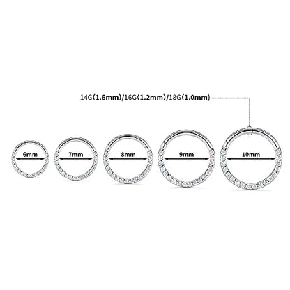 GAGABODY Septum Ring 16 Gauge Earrings Daith Jewelry Surgical Steel Hinged Nose Rings Nose Hoop Cartlidge Earring Hoop Helix Rook Piercing Jewelry - color: Style1:1pc Silver-ABCZ
