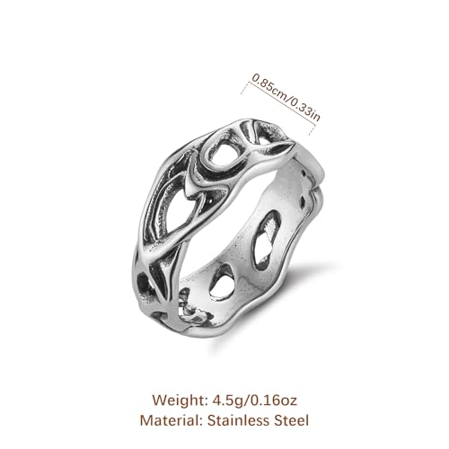 HZMAN Irregular Hollow-Out Stainless Steel Ring for Men & Women, Biker and Cocktail Party Fashion Jewelry, Unique Gift Ring in Sizes 7-12