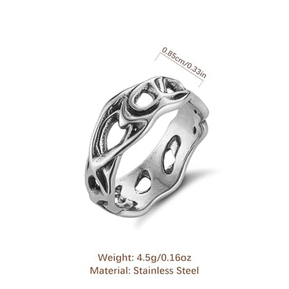 HZMAN Irregular Hollow-Out Stainless Steel Ring for Men & Women, Biker and Cocktail Party Fashion Jewelry, Unique Gift Ring in Sizes 7-12