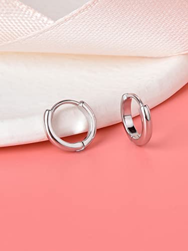 Mini Tiny Huggie Hoop Earrings Top Upper Ear Cartilage Forward Helix Cuff Plain Simple 925 Sterling Silver Gold 9mm 8mm 7mm 6mm 5mm Hoop Earrings - color: Silver-7mm
