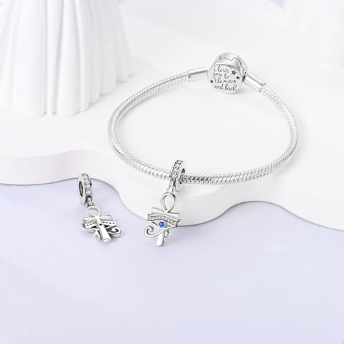 MULA 925 Sterling Silver Charms for Bracelets and Necklace Family Pendants | Airplane Travel Dangle Beads Family Tree Jewelry Charms for Women - color: Horus Eye