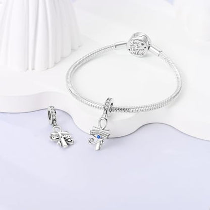 MULA 925 Sterling Silver Charms for Bracelets and Necklace Family Pendants | Airplane Travel Dangle Beads Family Tree Jewelry Charms for Women - color: Horus Eye