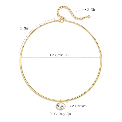 Gold CZ Choker Necklace Trendy Statement | Gold choker necklace, CZ pendant, Adjustable chain, Dainty statement, Summer gift, Gift for women, Lightweight - style: 23493