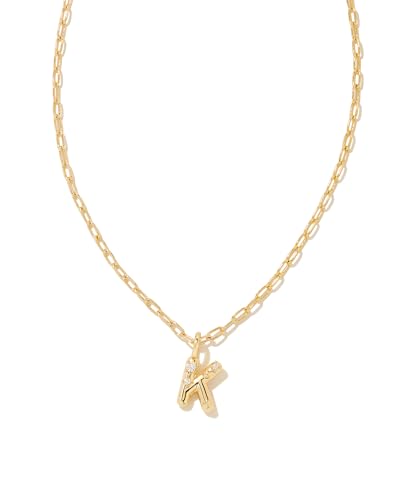 Kendra Scott Crystal Letter Short Pendant Necklace, Fashion Jewelry for Women - color: Letter K (GOLD-PLATED)