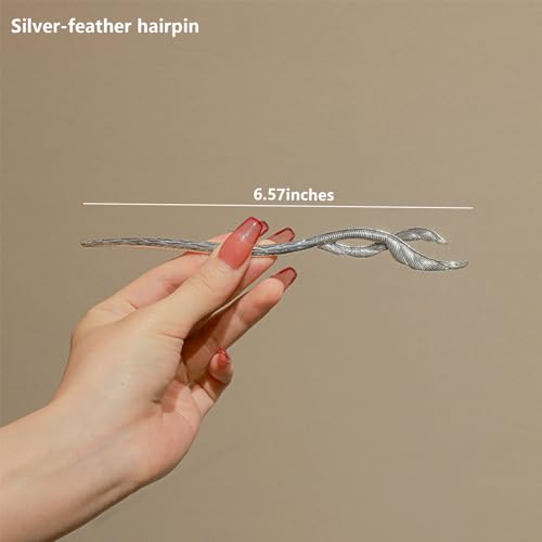 2 Pcs Hair sticks for buns,French hair pins for women,Buns and Updos with No Hair Damage,Metal Feather French Pin Great Hold,Suitable for fine & thick hairUS304
