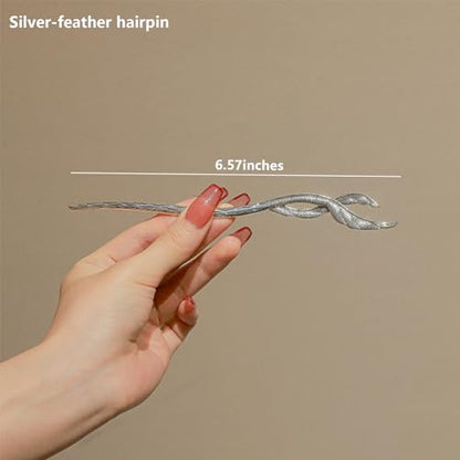 2 Pcs Hair sticks for buns,French hair pins for women,Buns and Updos with No Hair Damage,Metal Feather French Pin Great Hold,Suitable for fine & thick hairUS304