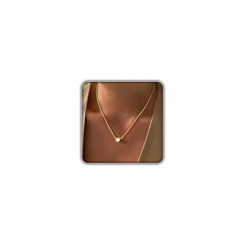 Gold Necklace for Women, Dainty 14K Gold Plated Pendant Necklaces for Women Trendy Simple Choker Chain Cubic Zirconia Circle/Interlocking/Sun/Pearl Necklace Fashion Jewelry Charm Gifts - color: CZ Pendant-3