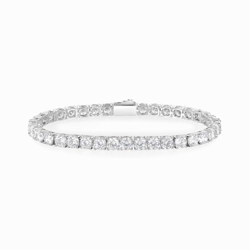 3/4/5mm Tennis Bracelet, 18k White Gold Plated 3MM/4MM/5MM Iced Out Round Cubic Zirconia Tennis Bracelet for Women Men 6.5/7/7.5 Inches - color: 5MM White Gold, size: 7.5 inch