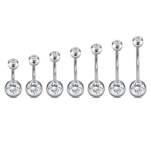 VCMART 14g Belly Button Ring Belly Button Piercing Belly Rings Surgical Steel Belly Button Rings 6mm 8mm 10mm 12mm 14mm 16mm 18mm Short Long Bar Belly Piercing Jewelry for Women Silver - color: A1 -6/8/10/12/14/16/18MM