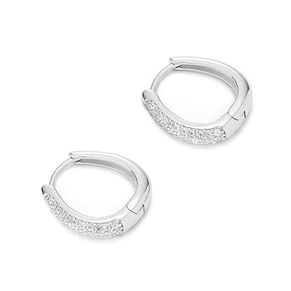 Amazon Essentials Sterling Silver Pave Cubic Zirconia Oval Hoops - color: Silver