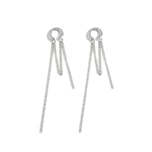 Heart Pearl Hoop Earrings Sliver Long Tassel Chain Huggie Hoop Earrings Pearl Beaded Drop Earring for Women Wedding Jewelry - color: simple