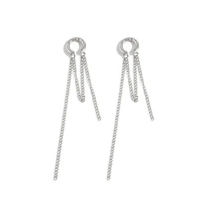 Heart Pearl Hoop Earrings Sliver Long Tassel Chain Huggie Hoop Earrings Pearl Beaded Drop Earring for Women Wedding Jewelry - color: simple