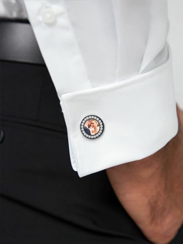 Custom4U Custom Photo Cufflinks for Men Father of the Bride Gifts - color: B-Round Photo-Black