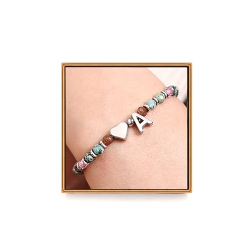 Heart Initial Bracelets for Teen Girls, Teen Girl Gifts Trendy Stuff, Christmas Stocking Stuffers for Kids, Unique Gifts for Teenage Girls on Birthday Graduation - style: 1 - A