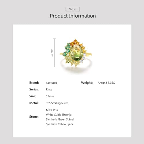 Santuzza Sterling Silver Gemstone Flower Ring for Women - color: [A]Sunflower-Green